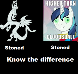 Size: 451x429 | Tagged: safe, discord, shining armor, g4, high, know the difference, statue, stone, stoned