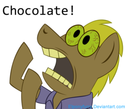 Size: 1024x893 | Tagged: safe, artist:elponyfurry, bloodshot eyes, chocolate, chocolate with nuts, food in the comments, food porn thread, ponified, spongebob squarepants, tom smith