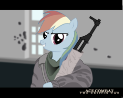Size: 2000x1600 | Tagged: safe, rainbow dash, g4, ace combat, ak-47, crossover, gun, solo wing pixy