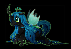 Size: 651x447 | Tagged: safe, artist:duckfoxy, artist:missaka, queen chrysalis, changeling, changeling queen, g4, crown, cute, cutealis, female, jewelry, regalia, solo