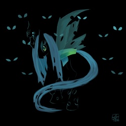 Size: 1890x1890 | Tagged: safe, artist:starinbox, queen chrysalis, changeling, changeling queen, g4, fangs, female, green eyes, solo