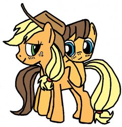 Size: 530x551 | Tagged: safe, artist:closer-to-the-sun, applejack, caramel, g4, female, male, ms paint, ship:carajack, shipping, straight
