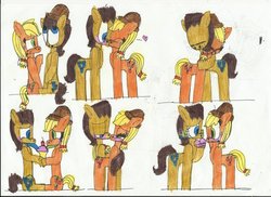 Size: 900x655 | Tagged: safe, artist:iceagelover, applejack, caramel, g4, female, male, ship:carajack, shipping, straight, traditional art