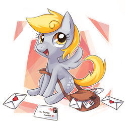 Size: 800x800 | Tagged: safe, artist:jopiter, derpy hooves, pegasus, pony, g4, female, mail, mailbag, mare, solo