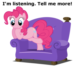 Size: 890x800 | Tagged: safe, pinkie pie, g4, just for sidekicks, couch, image macro, listening