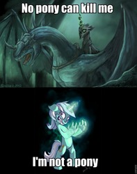 Size: 756x960 | Tagged: safe, artist:atryl, artist:turbosolid, lyra heartstrings, g4, crossover, eowyn, fell beast, hand, humie, lord of the rings, nazgul, ponified, tolkien, witch-king of angmar