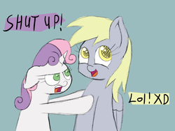 Size: 640x480 | Tagged: safe, artist:scramjet747, derpy hooves, sweetie belle, pegasus, pony, g4, dialogue, female, mare, style emulation, underp