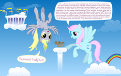 Size: 1600x1000 | Tagged: safe, artist:issmafia, derpy hooves, wind whistler, pegasus, pony, g1, g4, duo, duo female, female, g1 to g4, generation leap, mare, muffin