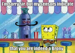 Size: 871x619 | Tagged: safe, barely pony related, closet brony, male, no weenies allowed, robot waiter, spongebob squarepants, spongebob squarepants (character), weenie hut jr