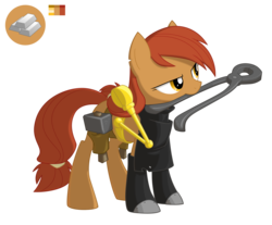 Size: 3142x2600 | Tagged: safe, artist:equestria-prevails, oc, oc only, earth pony, pony, blacksmith, pliers, simple background, tongs, transparent background