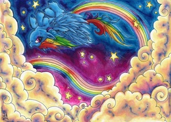 Size: 2189x1568 | Tagged: safe, artist:xxoogiexx, rainbow dash, g4, cloud, cloudy, rainbow, sky