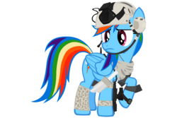 Size: 2400x1600 | Tagged: safe, artist:zvn, rainbow dash, g4, clothes, gun, simple background, transparent background, uniform, vector