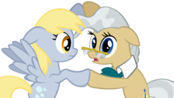 Size: 5000x2811 | Tagged: safe, artist:richhap, derpy hooves, mayor mare, earth pony, pegasus, pony, g4, lesson zero, female, glasses, high res, mare, simple background, transparent background, vector
