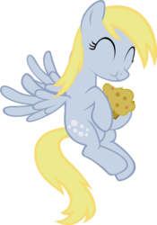 Size: 1707x2444 | Tagged: safe, artist:ocarina0ftimelord, derpy hooves, pegasus, pony, g4, eating, female, happy, mare, muffin, simple background, solo, transparent background, vector
