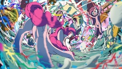 Size: 1920x1080 | Tagged: safe, artist:yoka-the-changeling, pinkie pie, earth pony, pony, fighting is magic, g4, action pose, epic, face down ass up, female, fight, fisheye lens, mare, messy, mirror match, pinkamena diane pie, self ponidox