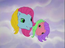Size: 640x480 | Tagged: safe, screencap, coconut grove, thistle whistle, pegasus, pony, friends are never far away, g3, cloud, cloudy, head