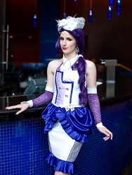 Size: 480x640 | Tagged: safe, artist:dessi-desu, rarity, human, g4, clothes, cosplay, dress, fascinator, hat, irl, irl human, otakon, otakon 2012, photo, solo