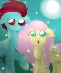 Size: 488x583 | Tagged: safe, artist:unimagic, fluttershy, oc, firefly (insect), pegasus, pony, g4, happy, smiling