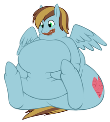 Size: 898x1000 | Tagged: safe, artist:redintravenous, oc, oc only, oc:starscape, pegasus, pony, belly, belly grab, bhm, fat, female, huge belly, mare, morbidly obese, obese