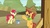 Size: 1136x640 | Tagged: safe, screencap, apple bumpkin, half baked apple, earth pony, pony, apple family reunion, g4, apple family member, background pony, bandana, bucktooth, cowboy hat, duo, female, hammer, hat, male, mare, mouth hold, nails, neckerchief, stallion