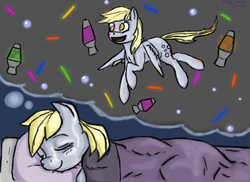 Size: 1344x978 | Tagged: safe, artist:dimetrodondanya, derpy hooves, pegasus, pony, g4, female, lava lamp, mare, sleeping