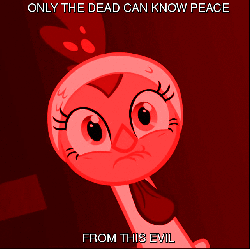 Size: 641x640 | Tagged: safe, pinkie pie, g4, gif, non-animated gif, only the dead can know peace from this evil, reaction image