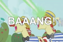 Size: 960x640 | Tagged: safe, edit, edited screencap, screencap, derpy hooves, flam, flim, spring melody, sprinkle medley, pegasus, pony, g4, the super speedy cider squeezy 6000, cropped, duo focus, female, flim flam brothers, mare