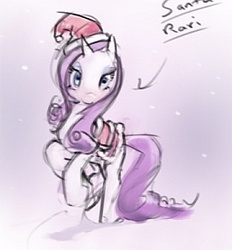 Size: 270x291 | Tagged: safe, artist:saurabhinator, rarity, g4, clothes, hat, santa costume, santa hat, solo