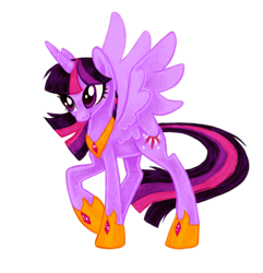 Size: 1068x1107 | Tagged: dead source, safe, artist:feyrah, twilight sparkle, alicorn, pony, g4, female, looking at something, mare, raised hoof, simple background, smiling, solo, spread wings, transparent background, twilight sparkle (alicorn), wings