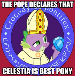 Size: 592x601 | Tagged: safe, spike, g4, best pony, futurama, image macro, male, pope, religion