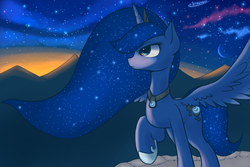 Size: 1200x800 | Tagged: safe, artist:eshredder, princess luna, pony, g4, aurora borealis, female, solo, stars