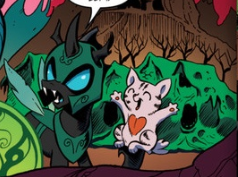 Size: 238x177 | Tagged: safe, artist:andypriceart, idw, official comic, tagma, changeling, g4, the return of queen chrysalis, spoiler:comic, changeling officer, changeling slime, cropped, cute citizens of wuvy-dovey land, innocent kitten, wovey dovey land