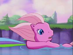 Size: 640x480 | Tagged: safe, screencap, pinkie pie (g3), rarity (g3), g3, the runaway rainbow, river, tail, water, waterfall, windswept mane