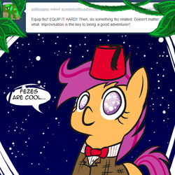 Size: 500x500 | Tagged: safe, artist:alskylark, scootaloo, pegasus, pony, scootalootheadventurer, g4, fez, hat