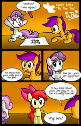 Size: 515x800 | Tagged: safe, artist:neoncabaret, apple bloom, scootaloo, sweetie belle, earth pony, pegasus, pony, unicorn, comic:apple bites, g4, comic, cutie mark crusaders, female, filly, tic tac toe