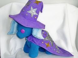 Size: 1280x960 | Tagged: safe, artist:masterplanner, trixie, pony, unicorn, g4, amigurumi, crochet, female, irl, mare, photo, plushie, solo