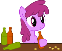 Size: 5000x4128 | Tagged: safe, artist:artpwny, berry punch, berryshine, earth pony, pony, g4, absurd resolution, bar, bits, bottle, drink, female, simple background, solo, transparent background, vector