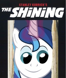 Size: 1154x1358 | Tagged: safe, edit, edited screencap, screencap, shining armor, a canterlot wedding, g4, crossover, here's johnny, name pun, parody, pun, stealth pun, the shining, twily face, wordplay