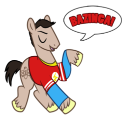 Size: 366x350 | Tagged: safe, bazinga, ponified, sheldon cooper, the big bang theory