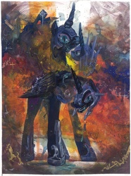 Size: 4611x6182 | Tagged: safe, artist:quiet-victories, nightmare moon, g4, absurd resolution, gouache, painting, traditional art