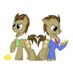 Size: 4000x4000 | Tagged: safe, artist:mellonshow, doctor whooves, time turner, earth pony, pony, doctor whooves and assistant, g4, butter, clockwork, clothes, doctor whooves adventures, lemon, male, necktie, simple background, stallion, transparent background