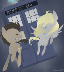 Size: 1600x1800 | Tagged: safe, artist:silbersternenlicht, derpy hooves, doctor whooves, time turner, pegasus, pony, g4, doctor who, female, mare, sonic screwdriver, tardis