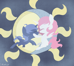 Size: 1800x1600 | Tagged: safe, artist:silbersternenlicht, princess celestia, princess luna, pony, g4, cewestia, filly, pink-mane celestia, s1 luna, woona, young, young celestia, young luna, younger