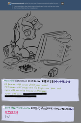 Size: 764x1156 | Tagged: safe, artist:derkrazykraut, lyra heartstrings, pony, g4, cigarette, computer, female, greentext, imageboard, solo, text