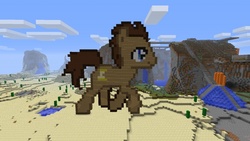 Size: 1280x722 | Tagged: safe, doctor whooves, time turner, earth pony, pony, g4, game screencap, male, minecraft, minecraft pixel art, missing accessory, pixel art, solo, stallion