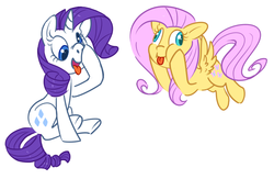 Size: 800x522 | Tagged: safe, fluttershy, rarity, pony, g4, silly, silly pony