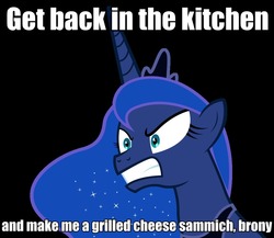 Size: 960x833 | Tagged: safe, princess luna, g4, back in the kitchen, glorious grilled cheese, grilled cheese, image macro