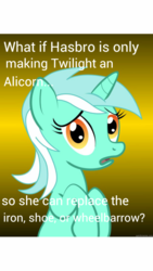 Size: 576x1024 | Tagged: safe, lyra heartstrings, g4, magical mystery cure, my little pony: friendship is magic, alicorn drama, conspiracy lyra, exploitable meme, meme, monopoly, silly