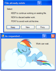 Size: 309x393 | Tagged: dead source, safe, rainbow dash, pegasus, pony, g4, computer, crossed hooves, eyes closed, female, mare, smiling, solo