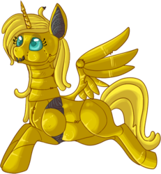 Size: 405x438 | Tagged: safe, artist:lulubell, oc, oc only, oc:ticket, alicorn, pony, robot, alicorn oc, simple background, solo, transparent background